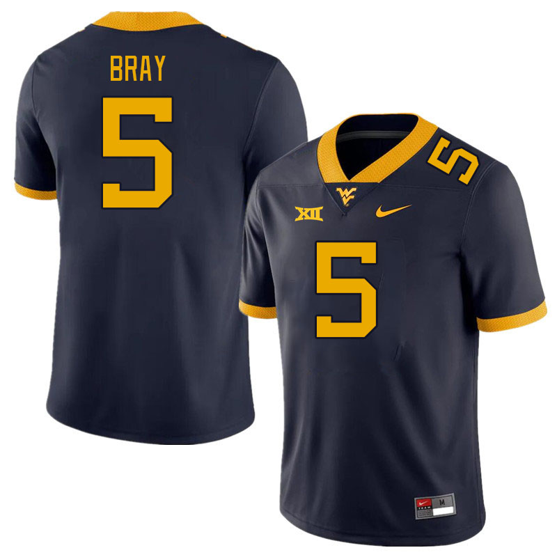 Men #5 Jaden Bray West Virginia Mountaineers College Football Jerseys Stitched Sale-Navy